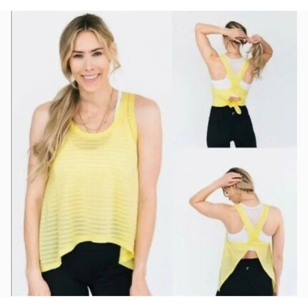 Zyia Lemon Nimbus Split Back Tank Top Size Medium - image 1